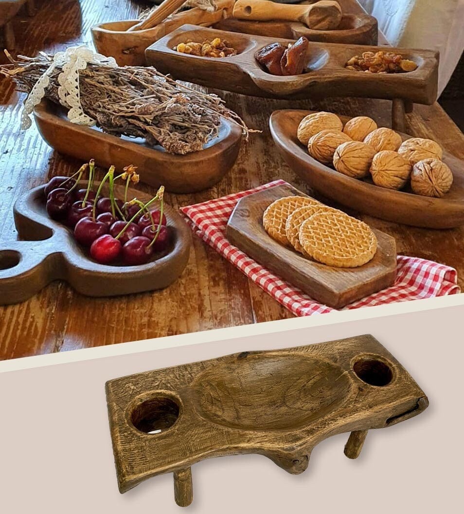 Handcarved Wood Serving Plate | One Section Platter | Plate for