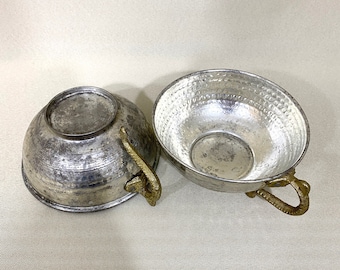 Set of 2 Hammered Copper Bowl, Old Copper Cup, Primitive Copper Water Pot, Vintage Copper Bowl, Old Copper Plate Turkish Copper Tankard