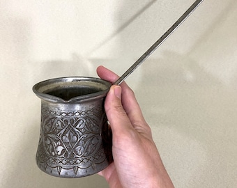 Old Copper Coffee Pot, Vintage Turkish Coffee Pot, Old Coffee Maker, Vintage Turkish Cezve, Ottoman Coffee Pot, Oriental Coffee Pot
