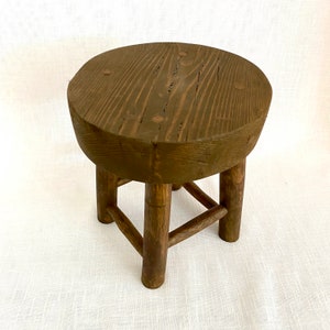 Round Wooden Decorative Stool | Handmade Plant Pot Stand | Plant Stool | Farmhouse Step Stool | Wood Round Riser | Small Plant Table