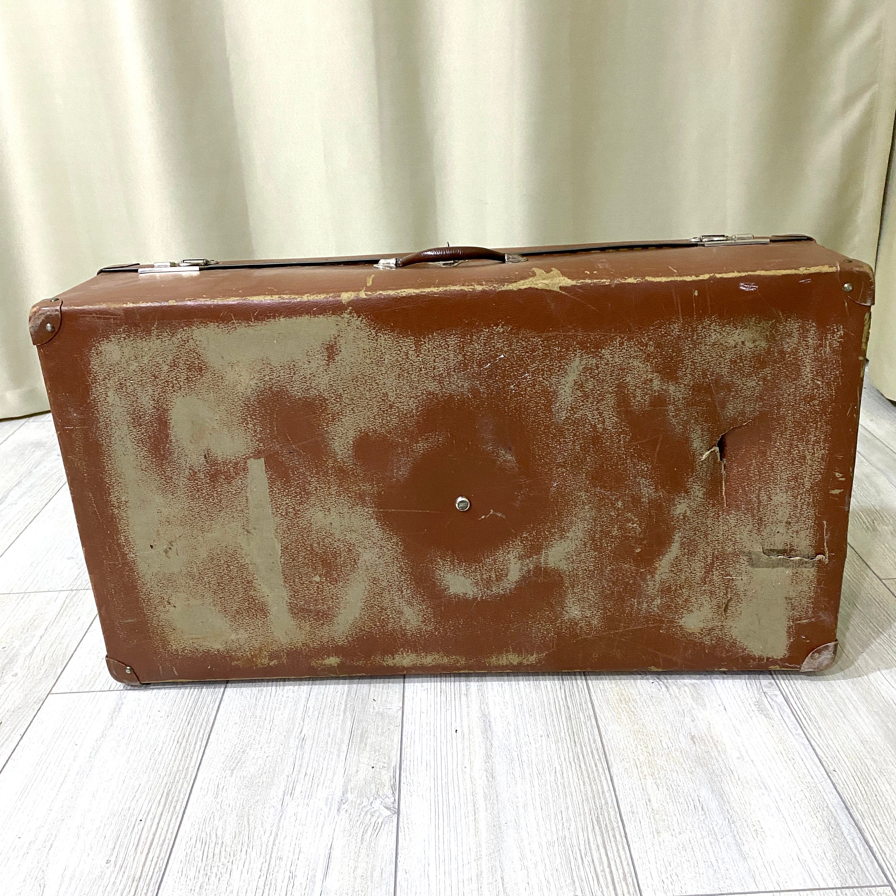 レトロな旅行用荷物原始的なスーツケース | 大きな茶色のヴィンテージ