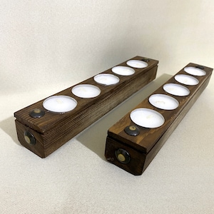 Set of 2 Wooden Tealight Holder | Wood Candle Holder | Candle Holder With Candles | Rustic Wood Decor | Natural Wooden Candleholder