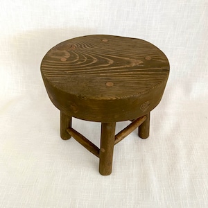 Small Round Wooden Decorative Stool | Handmade Plant Pot Stand | Plant Stool | Farmhouse Step Stool | Wood Round Riser | Small Plant Table