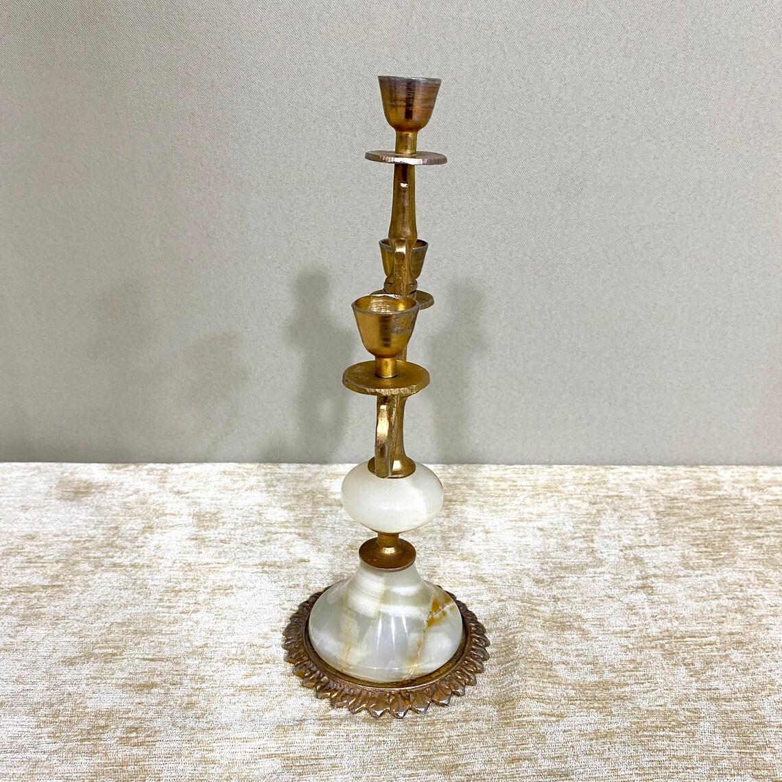 Vintage Brass Onyx Candlestick Holders Onyx Candle Holder 3 Etsy