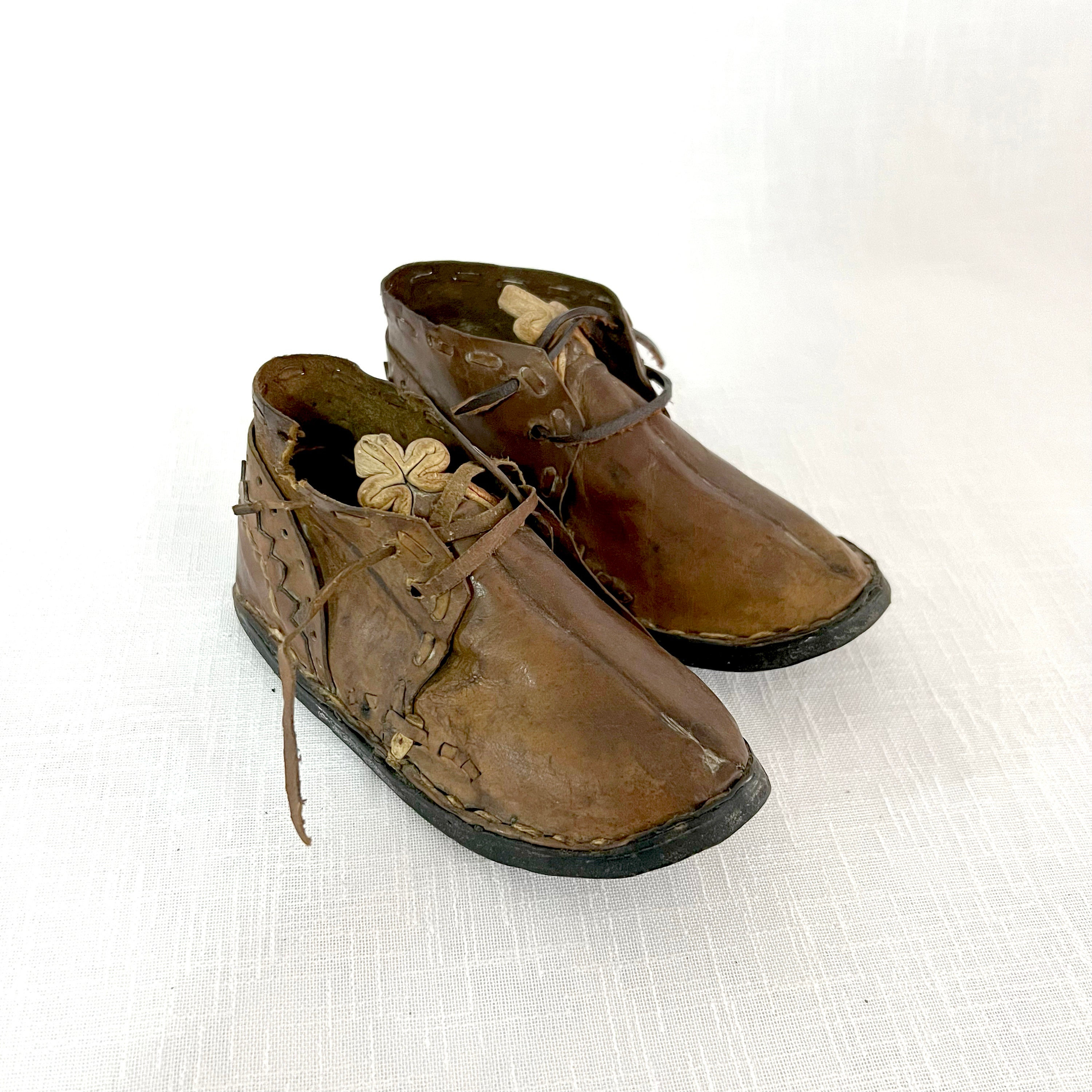 Old Vintage Handmade Leather Shoes, Miniature Old Leather Shoes