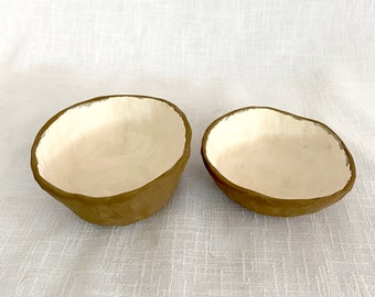 Set of 2 Mini Round Pottery Bowl | Handmade Small Ceramic Bowl | Sauce Dish | Ceramic Mini Plate | Ceramic Snack Bowl | Natural Small Cups