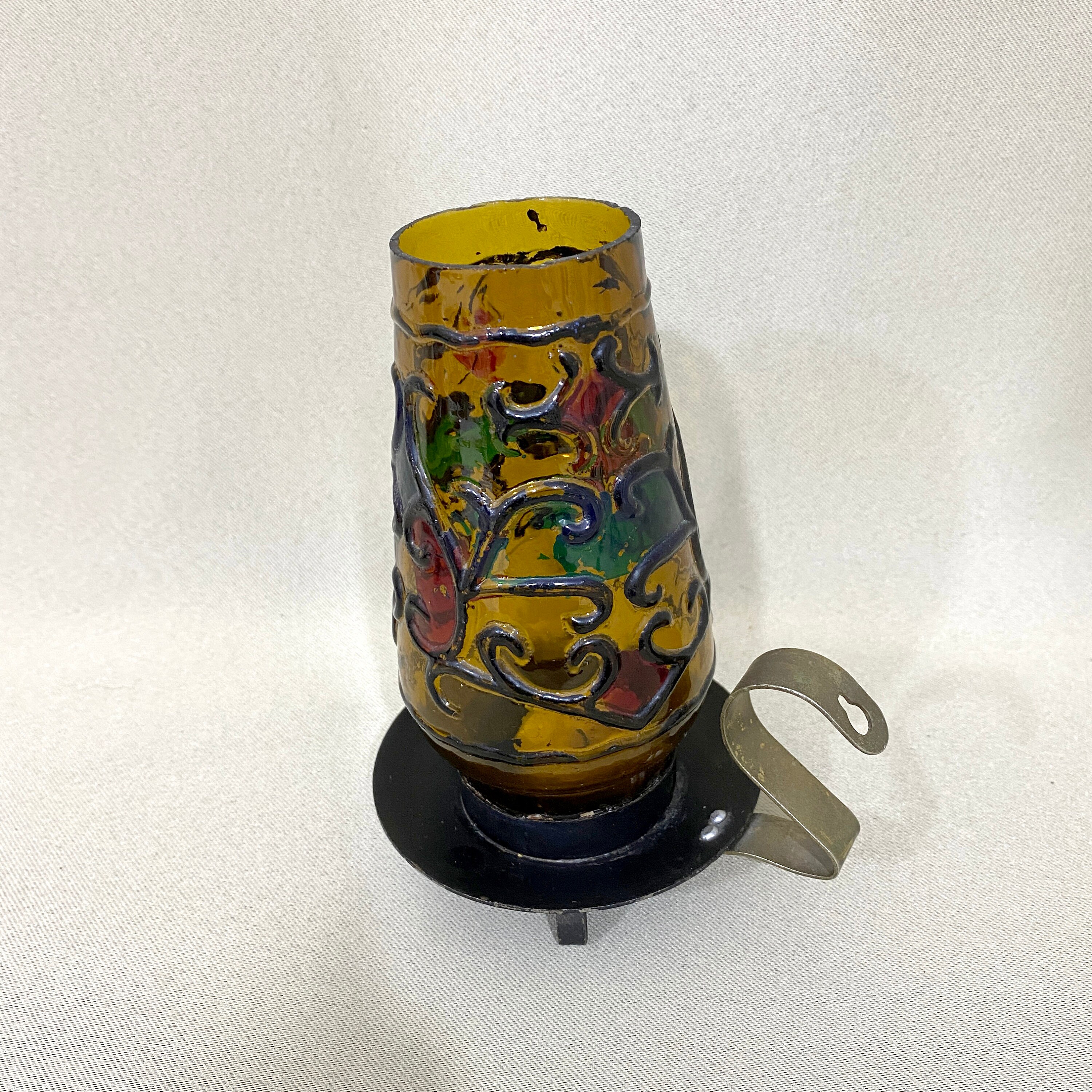 Glass Candle Holder Vintage Candlestick Holder With Handle Etsy UK