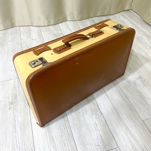 Maleta dura de decoración vintage de 26" / Maleta vieja de cuero antiguo marrón / Estuche de viaje antiguo grande / Maleta primitiva de equipaje de viaje retro