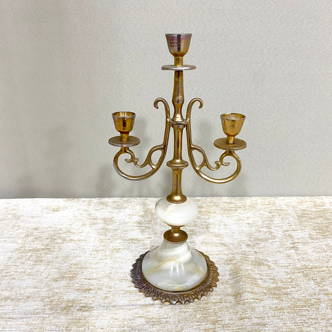 Vintage Brass Onyx Candlestick Holders Onyx Candle Holder 3 Etsy