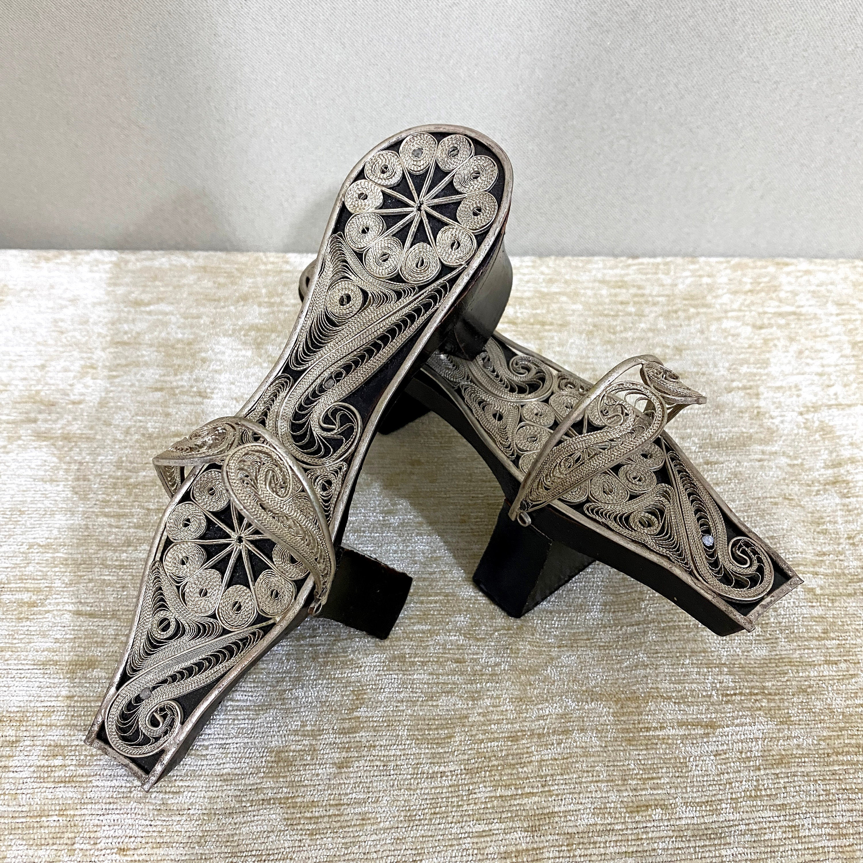 Vintage Turkish Wooden Filigree Metal Clogs | Nalin Clogs