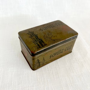 Tin Tea Box, Vintage Tin Box, Retro Metal Collectible Tin Box, Metal Storage Box, Old Rectangle Tin Box - VDA0474