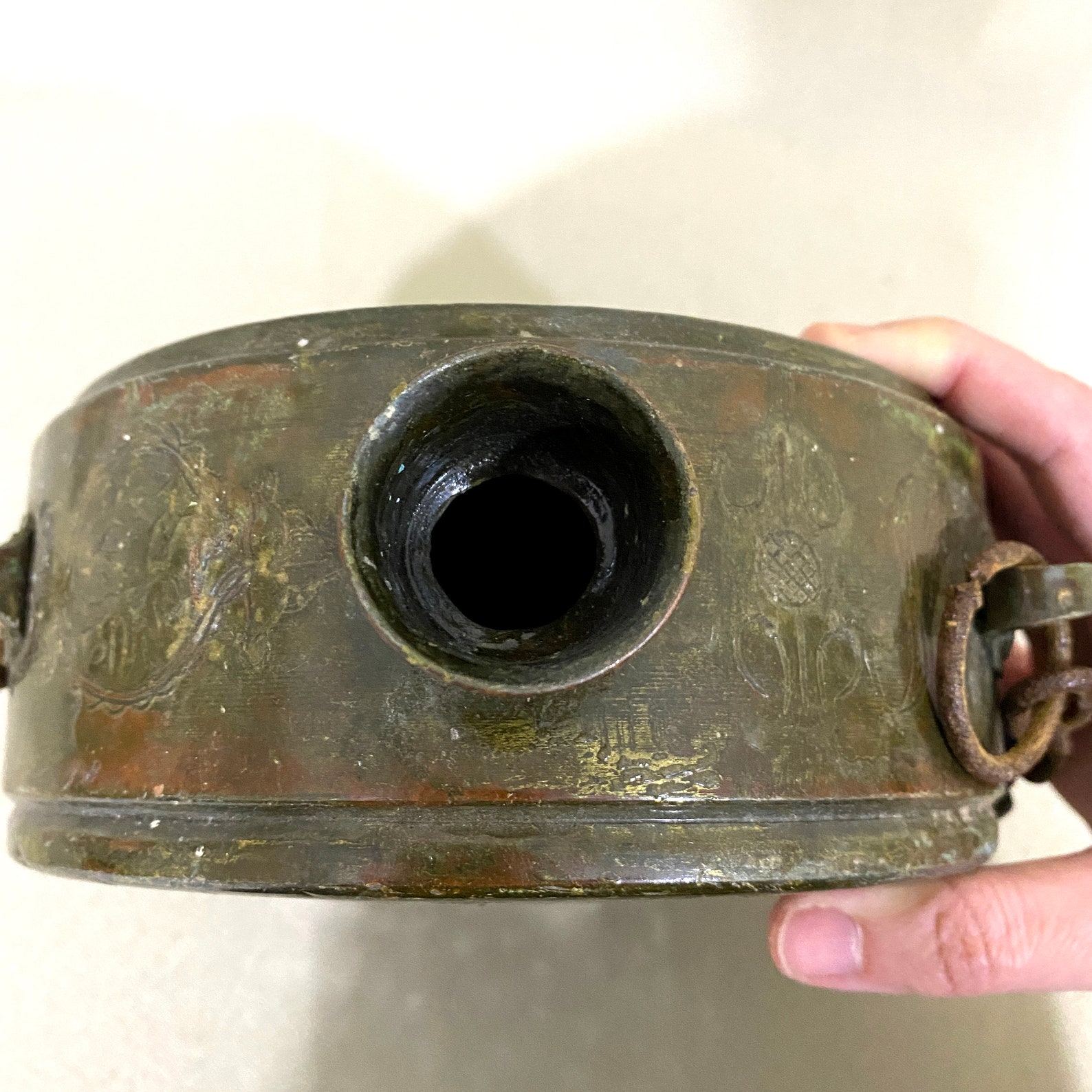 Antique Water Tank Vintage Old Water Storage Flask Primitive Flask Copper Water Canteen