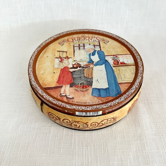 Round Vintage Metal Tin Box Retro Tin Box Metal Collectible