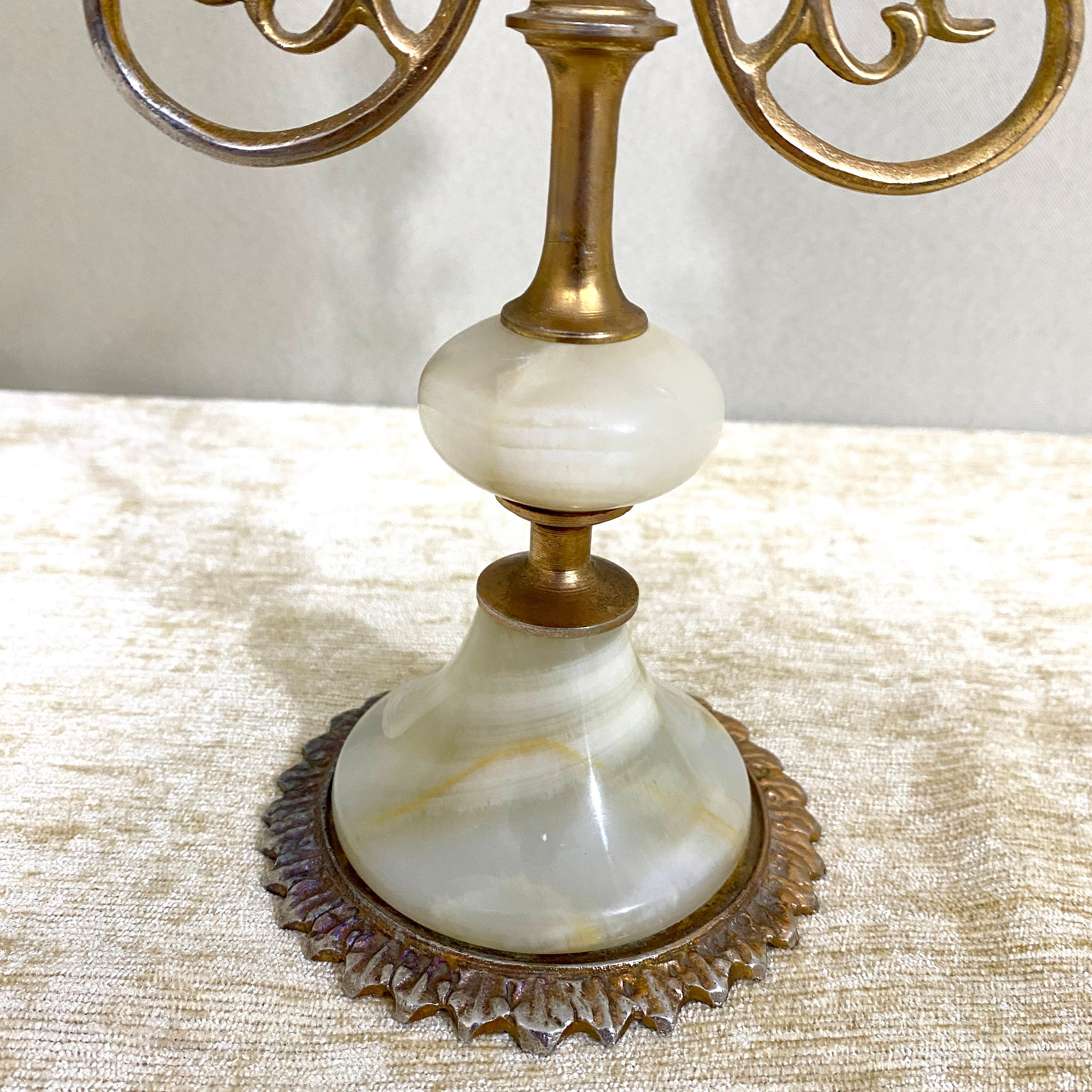 Vintage Brass Onyx Candlestick Holders Onyx Candle Holder 3 Etsy