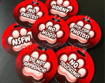 Consent Custom Fursuit Badge Tags | Custom Text Furry Badge Commission | Waterproof Scratchproof Durable Hard ID Tags for Conventions |