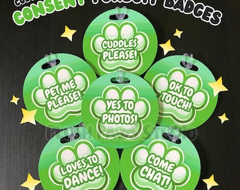 Consent Custom Fursuit Badge Tags | Custom Text Furry Badge Commission | Waterproof Scratchproof Durable Hard ID Tags for Conventions |