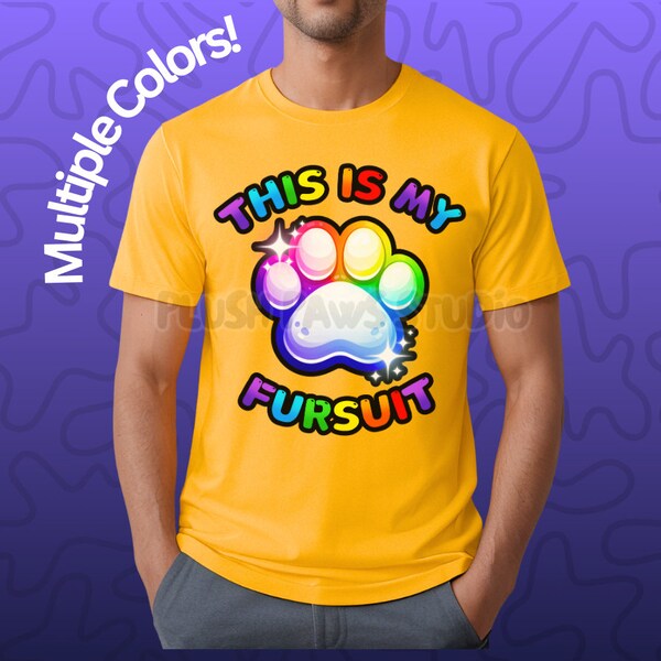 Rainbow Fursuit Cotton Unisex T-Shirt | Custom Fursuit Shirt Convention Tee, Furry Shirt, Furry Fandom Gift | Multiple Colors | S-3XL |