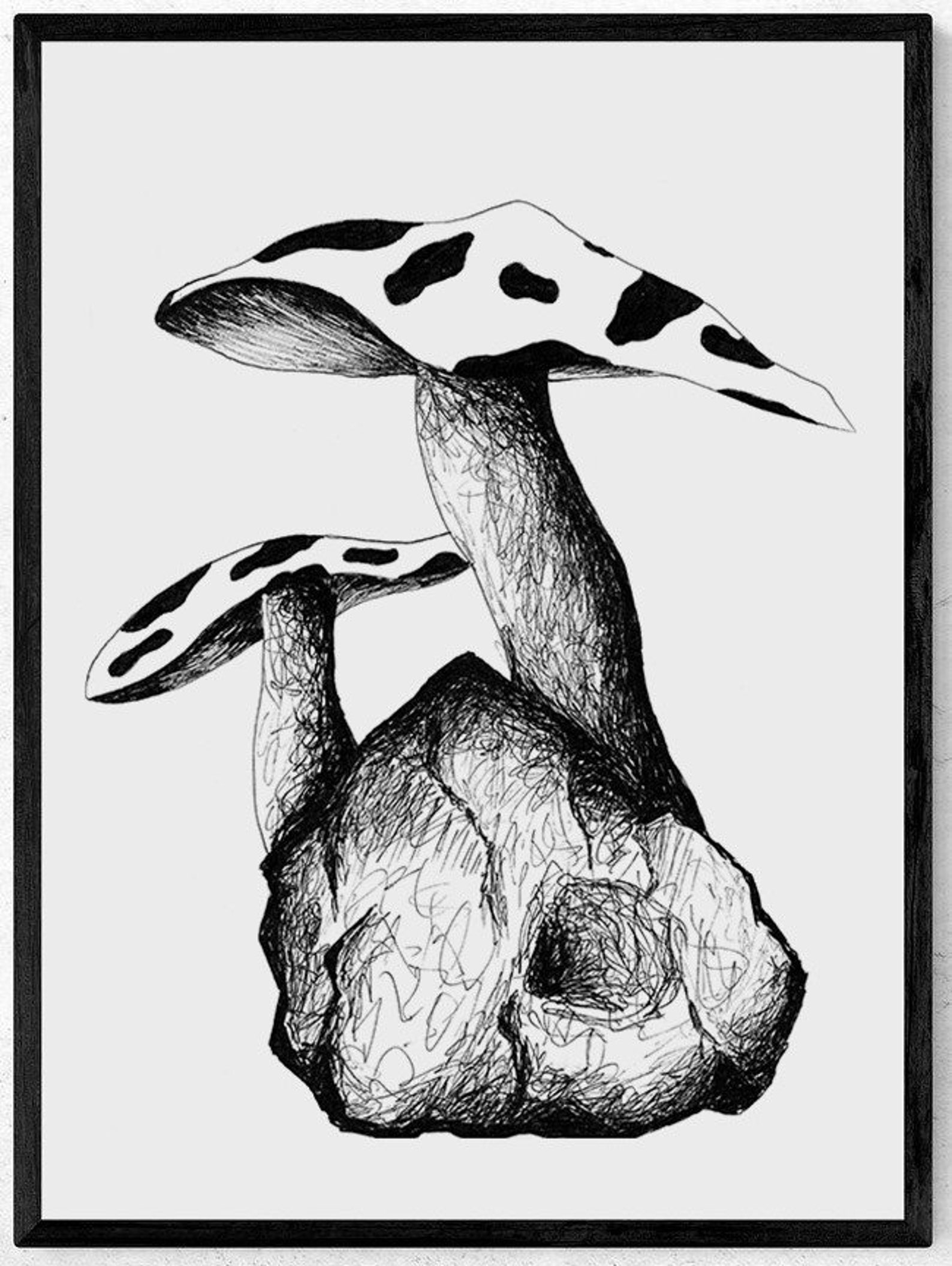 Mushroom Ink Pen Original Artwork Wall Art Print Original | Etsy