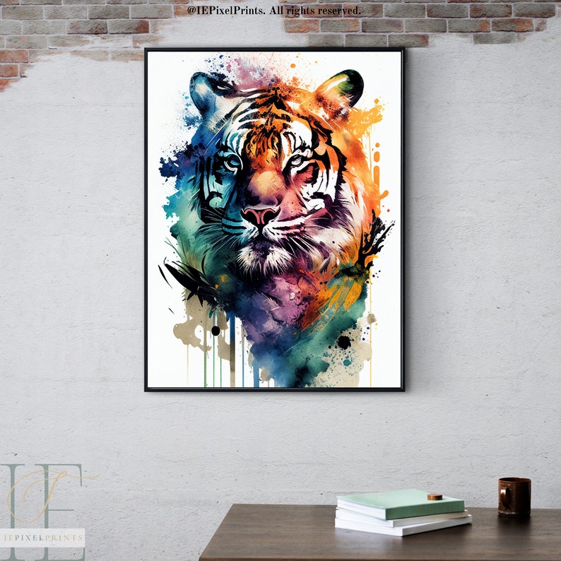 Watercolor Tiger Printable Wall Art Tiger Poster Wildlife Gift Tiger