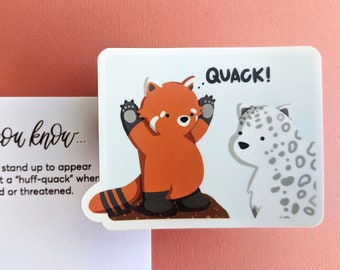 Snow Leopard & Turning Red Panda Sticker / Ornament (Request) // Unique Gift under 5; Decal 4 Students; Zoo, Safari Nursery Decal / Decor