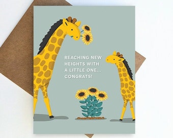 Giraffe Baby Shower Card, First Baby Birth, 100 days, Welcome Push, Congratulations Expecting New Parents Mom Dad Mum Safari Jungle Animal