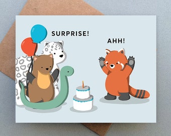 Turning Red Panda Disney Surprise Birthday Card Set / Zoo, Zoologists, Animal Crossing, Vet Tech, Veterinarian, Safari, Wildlife, Baby Birth