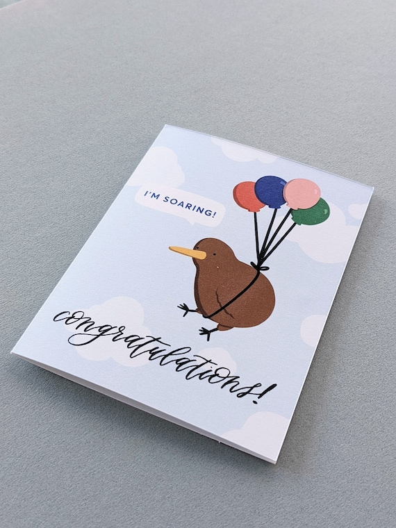Congratulations Kiwi Bird Animal New Zealand Card / Graduation
