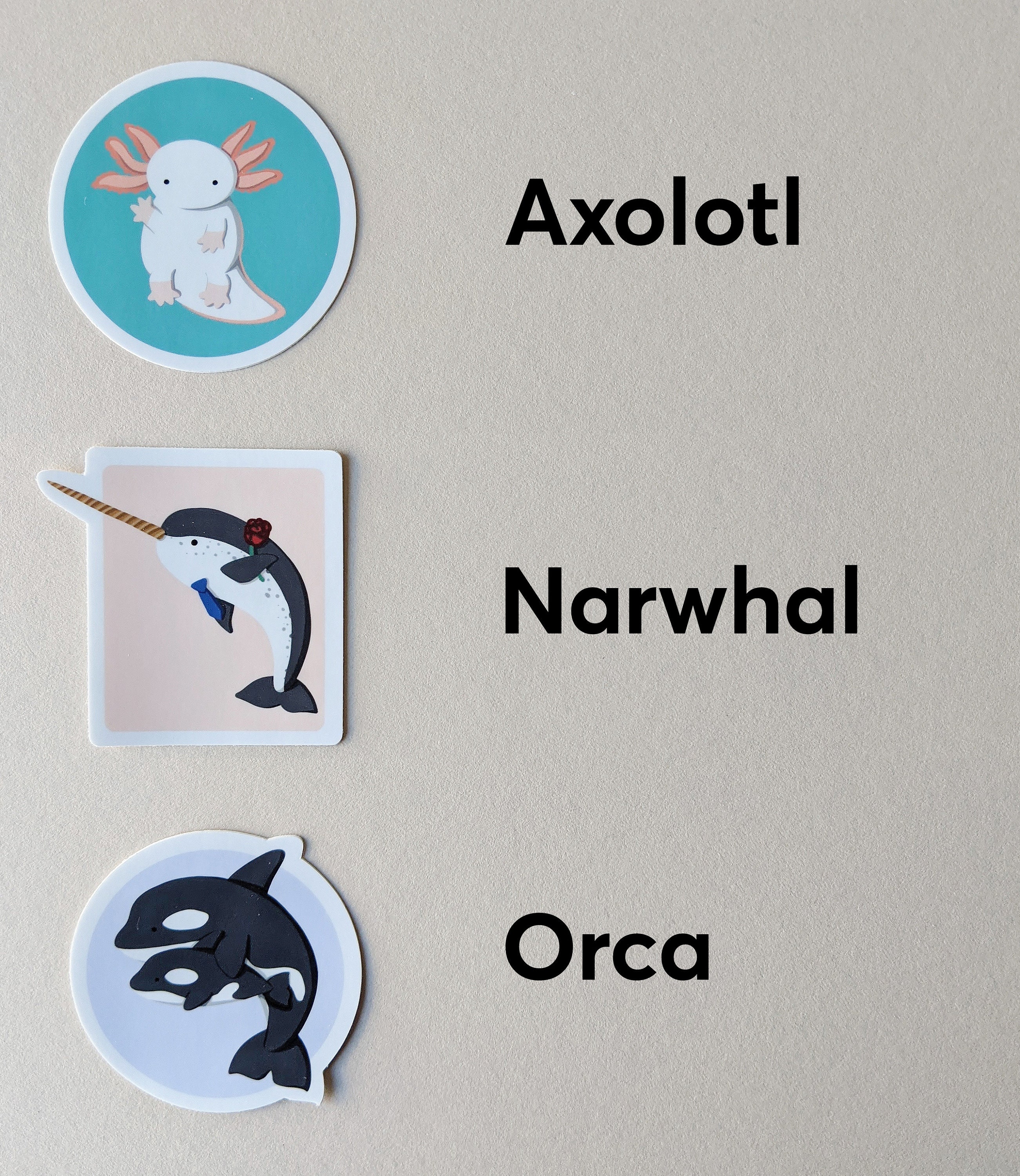 Science Fish Sticker Marine Animal Science Sticker Set Pack / Octopus, Axolotl, Orca, Turtle ...
