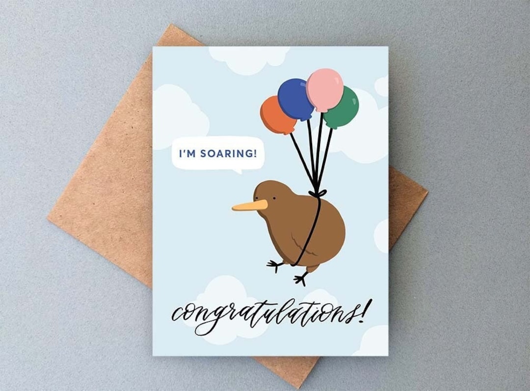 Congratulations Kiwi Bird Animal New Zealand Card / Graduation
