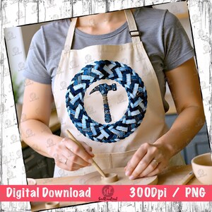 Denim Hammer PNG Sublimation | Vektor SVG & Ausmalbild | Patchwork Werkzeug Design | Print On Demand Kommerzielle Nutzung Handwerker:Innen