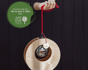 Wooden lamp shade / Modern hanging lamp / Minimalist wood pendant light /  Ceiling lightshade