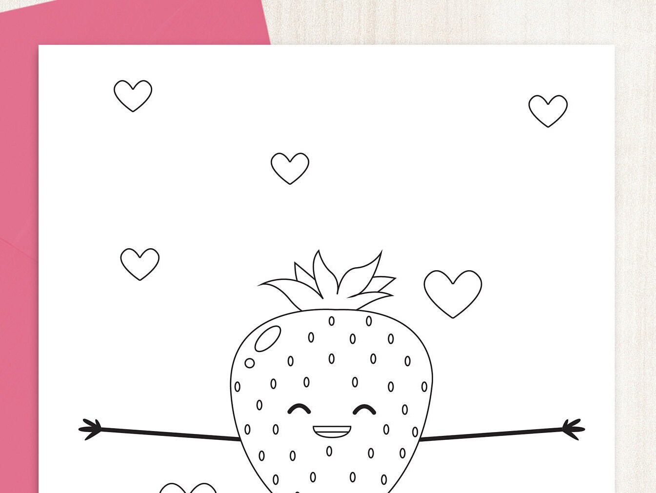 I Love You Berry Much Coloring Card Digital Download | Etsy