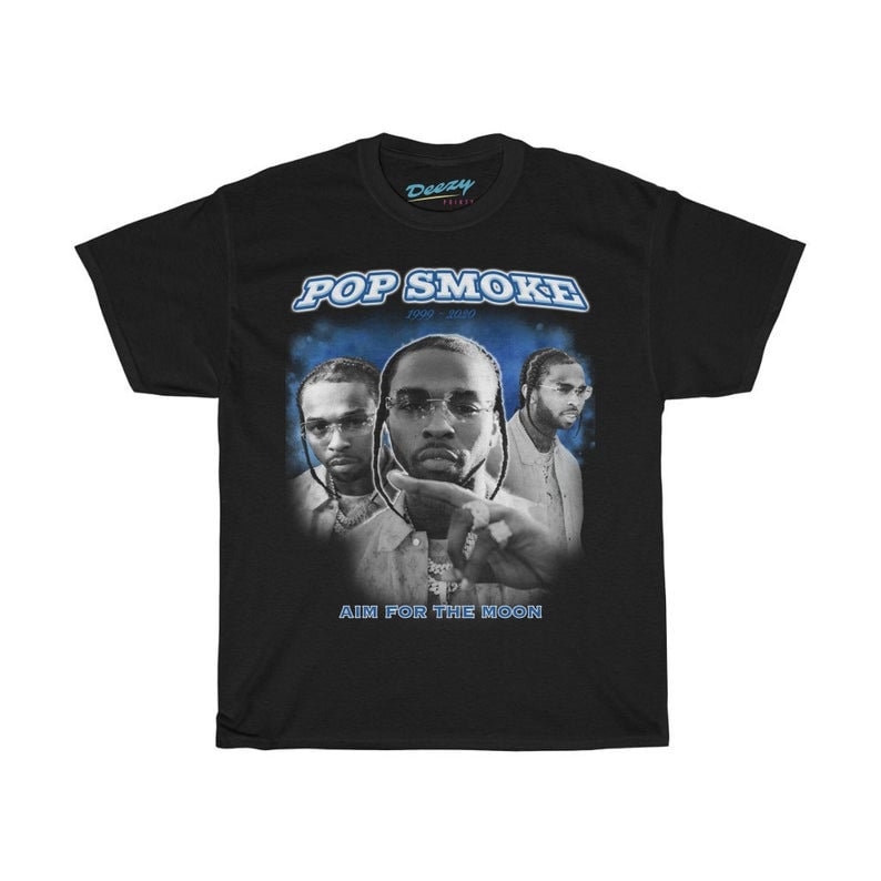 Pop Smoke T Shirt Bootleg Rap Tee Black and White Etsy