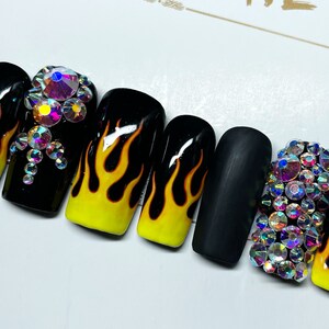 Press on Nails • Fake Nails • False Nails • Hand Painted • Matte Nails • Flame Nails • Black Nails • Bling Nails • Rock Nails