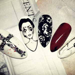 Press on Nails • Fake Nails • False Nails • Hand Painted • Cross • Nail Art