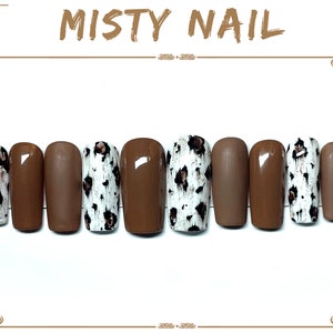 Press on Nails • Fake Nails • False Nails • Hand Painted • Matte Nails • Nail Art • Leopard Print