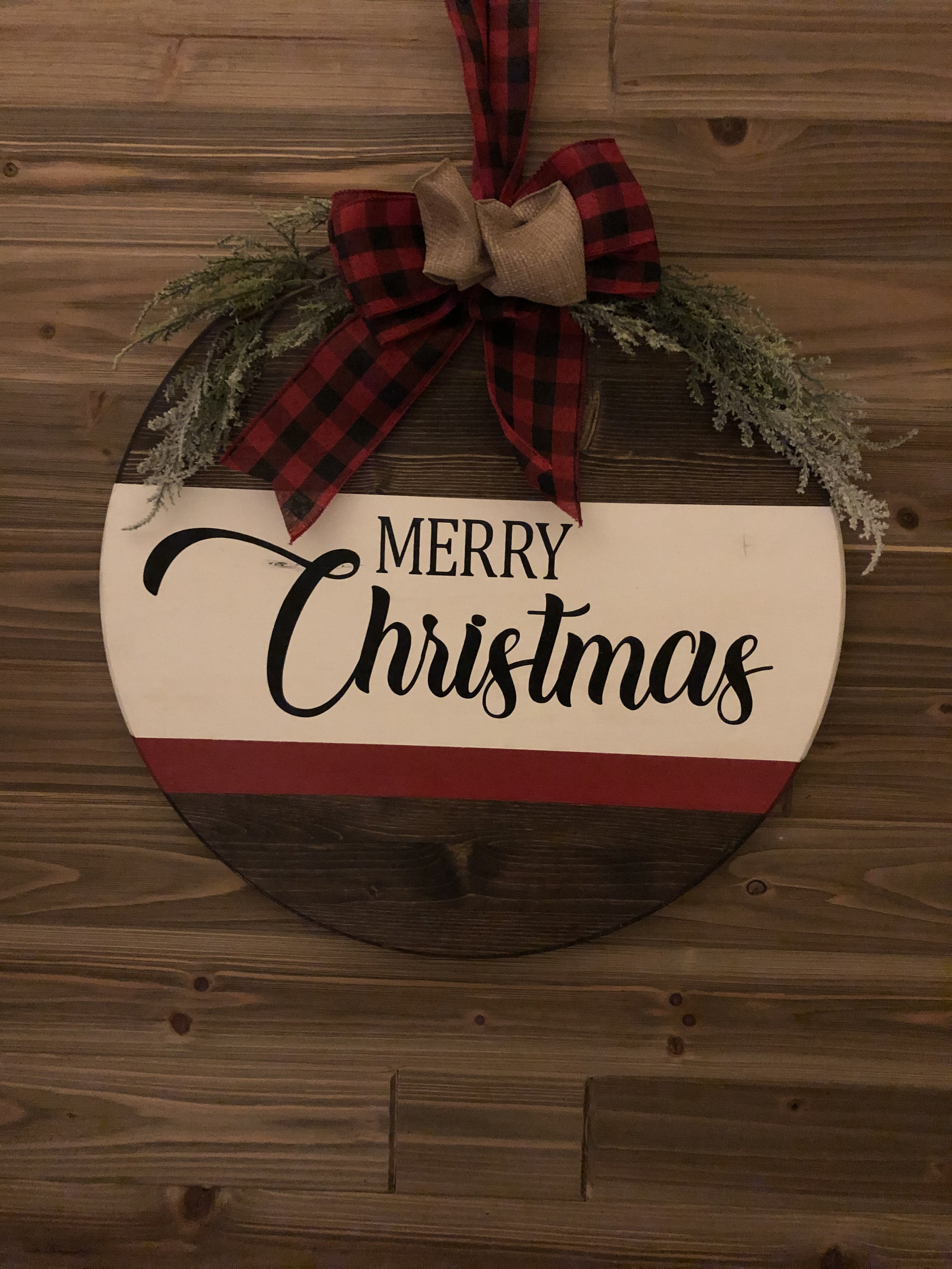 Solid Wooden Door Hanger Merry Christmas | Etsy