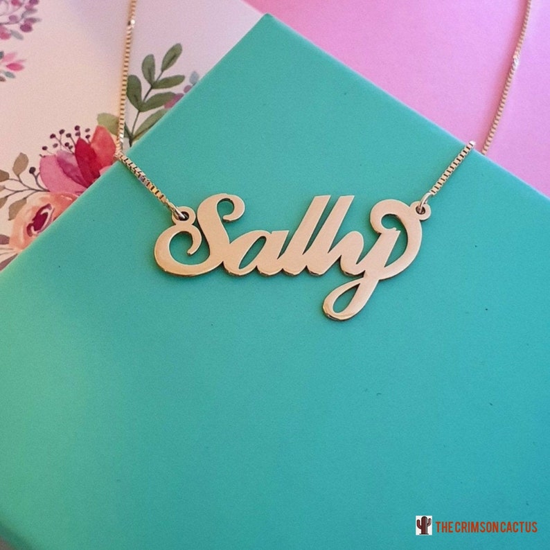 14K Gold Carrie Style Name Necklace / Real Gold Pure Gold Name Etsy