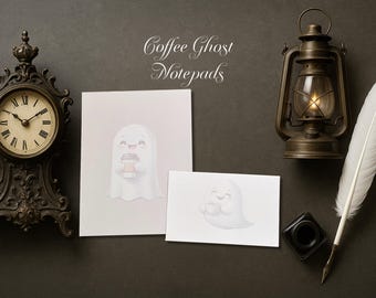Coffee Ghost Notepads, Gothic Notepads, Spooky Cute Spooky Notepads, Kawaii Ghost Notepads, Spooky Notepads, Paranormal Notepads