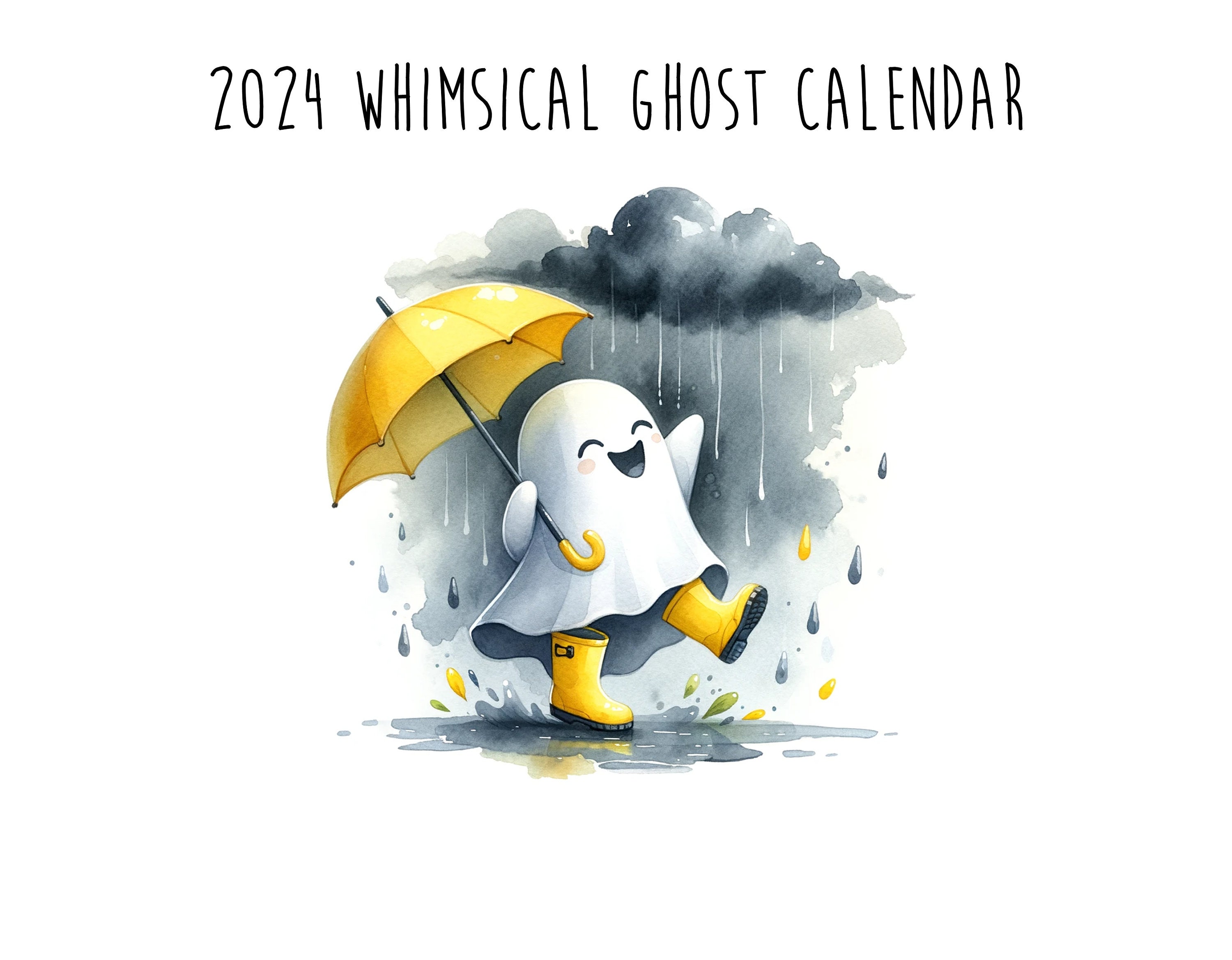 Whimsical Ghost Calendar, Gothic Wall Calendar, Gothic Dark Calendar, Spooky Calendar, Horror ...