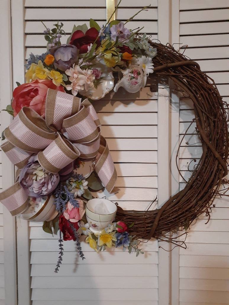 Teacup Wreath Etsy