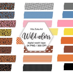 Digital Washi Tape set, Washi Tape PNG, Digital planner Washi Tape, downloadable Washi Tape, Goodnotes stickers, Leopard Digital Washi PNG