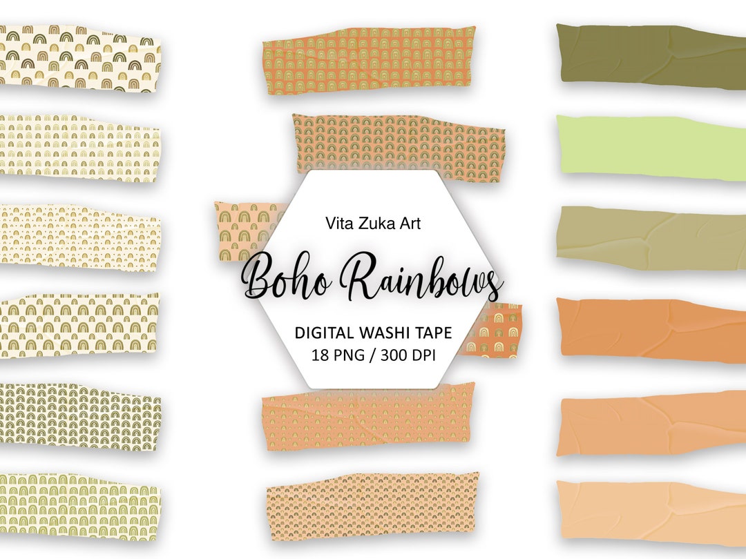 Washi Tapes PNG Image, Four Boho Washi Tape For Decoration Your