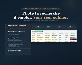 Excel Application Tracker | Job & Freelance Tracking | Automatic Follow-Up Alerts | Google Sheets Template