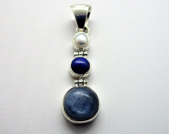 Lapis lazuli inlayed Taxco sterling silver pendant brooch