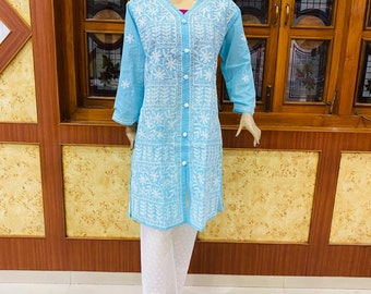 sky blue color kurti