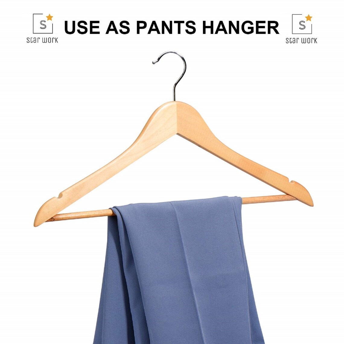 Natural Finish Solid Wood Garment Hangers with Non Slip Bar Etsy