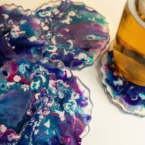 Abstract muti-colored coaster set of 4