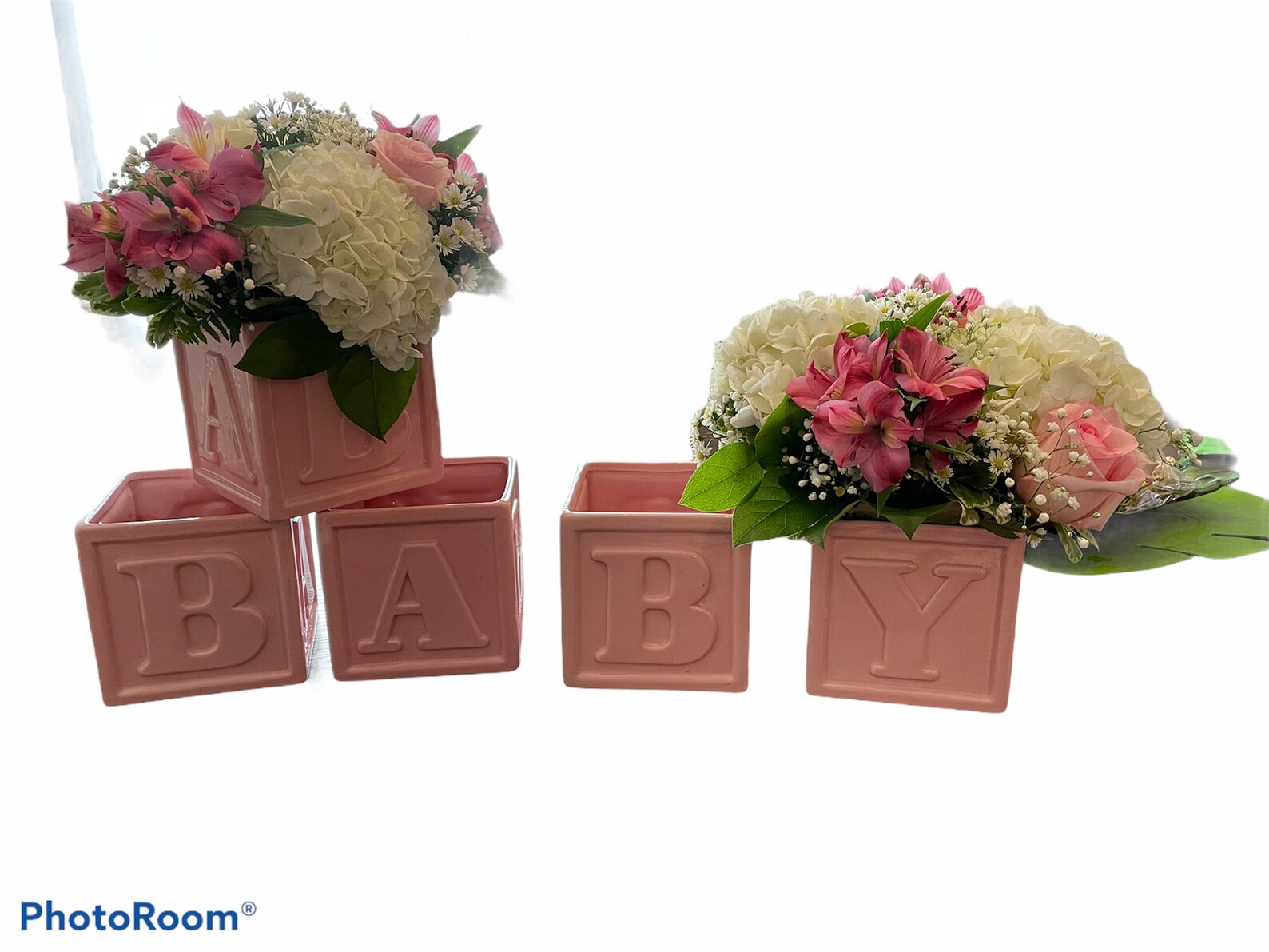 Pink Ceramic Baby Block Vases Each block spells baby sold Etsy