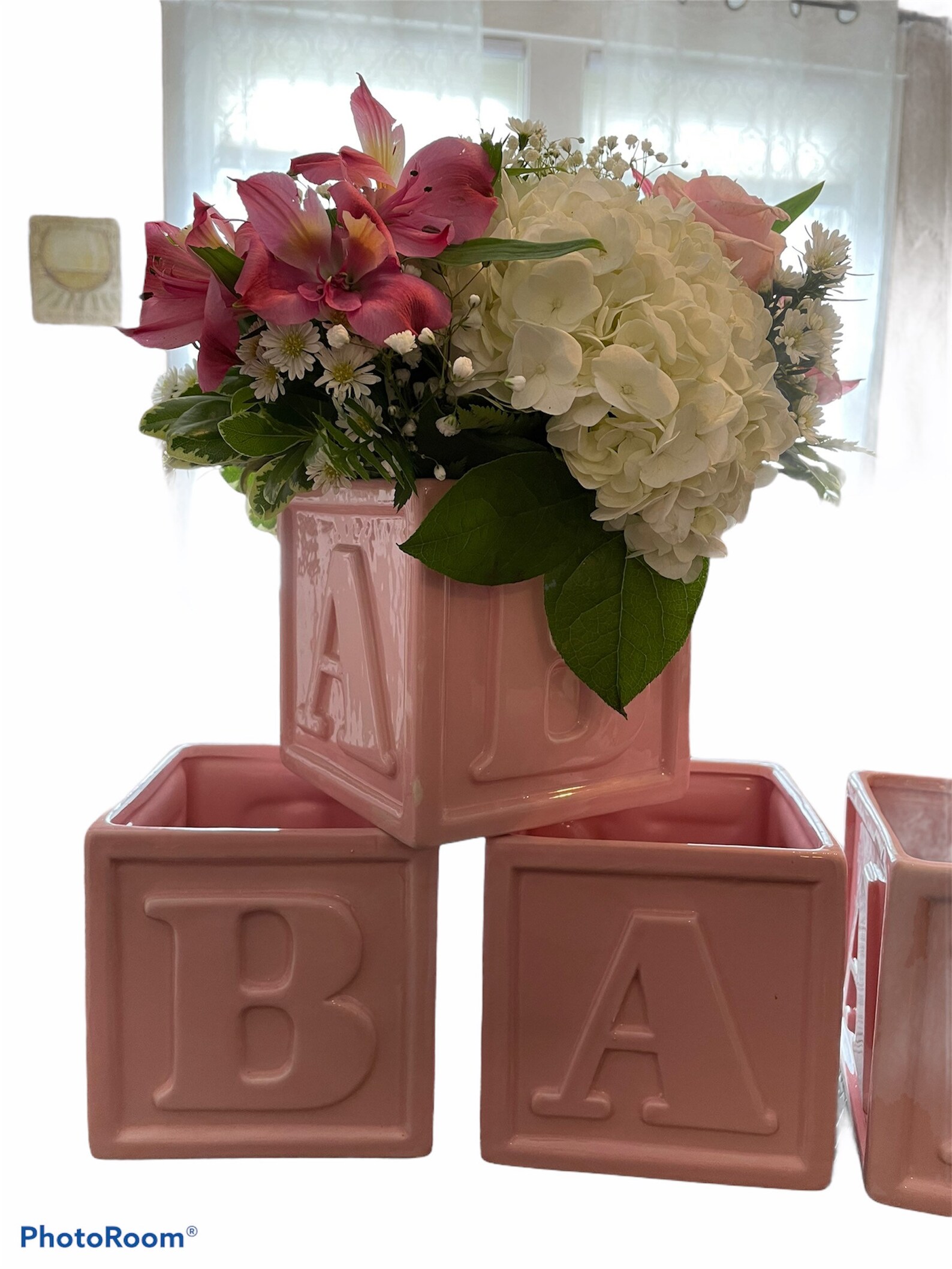 Pink Ceramic Baby Block Vases Each block spells baby sold Etsy